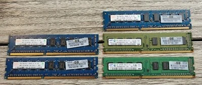 5X = 5GB Hynix Samsung 1GB 1Rx8 PC3-10600U RAM DIMM (2x Samsung 3x Hynix = 5GB) - Image 1 of 4