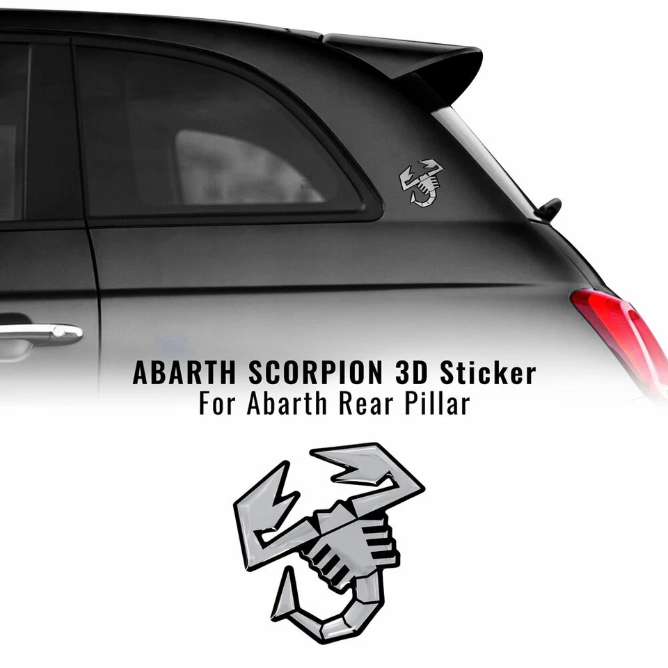 ABARTH 21542 STICKERS ADESIVI 3D SCORPIONE ARGENTO LUCIDO 65 MM