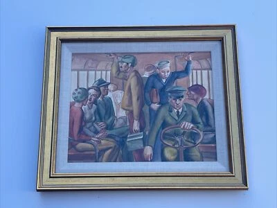 ANTIQUE PORTRAIT Painting Regionalism Bus WALTER E COHEN JR 1930’s Wpa Masterful - Image 1 of 4