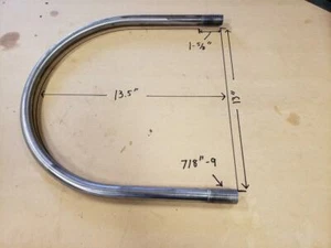 12 Zoll Rohr 304 Edelstahl U-Bolzen 7/8 Zoll - 9 TPI - Bild 1 von 3