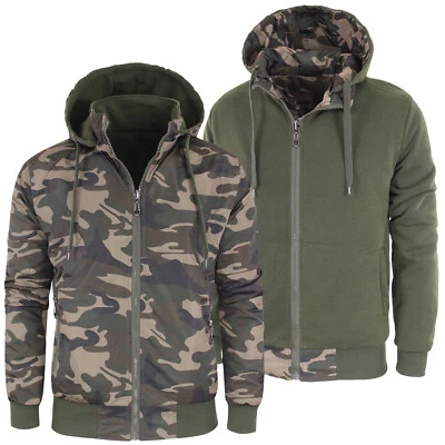 Giubbotto Uomo Invernale Double Face Giubbino Cappuccio Imbottito Militare VEQUE - Bild 1 von 4