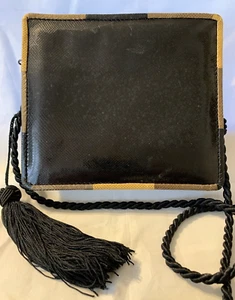 Vintage Susan Gail Small Snakeskin Purse Black 7X6" Crossbody Handbag - Picture 1 of 7