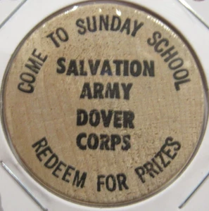 Níquel de madera vintage del Ejército de Salvación Dover, DE - ficha Delaware - Imagen 1 de 2