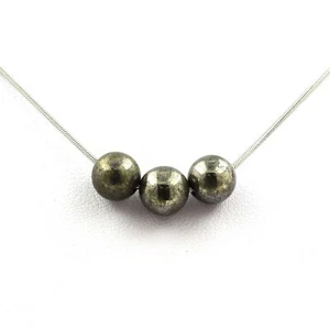 Halskette 3 Perlen Pyrit Spanien 8 MM Kette aus Edelstahl - Bild 1 von 3