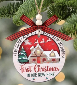 First Christmas in Our New Home Ornament Hanging Plaque Bauble Gift - Picture 1 of 6