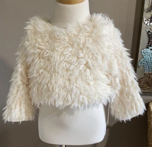 Pippa & Julie Cream Faux Fur Cropped Sweater Size 4 NWT - Picture 1 of 8
