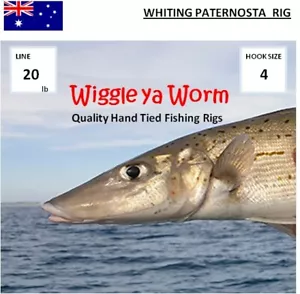 Hand Tied Whiting Double Paternosta rig, No 4 Worm hooks, lumo beads & sinker - Picture 1 of 12