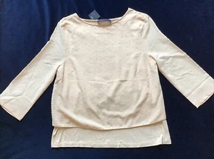 New BNWT M&S Nude Blush Pink Spotted Textured Double Layered Top Blouse - Sz 8 - Picture 1 of 8