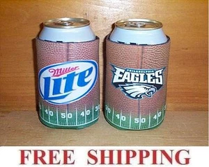 MILLER LITE 2 NFL EAGLES BEER CAN COOLERS KOOZIE COOLIE HUGGIE COOZIE NEW - Picture 1 of 1