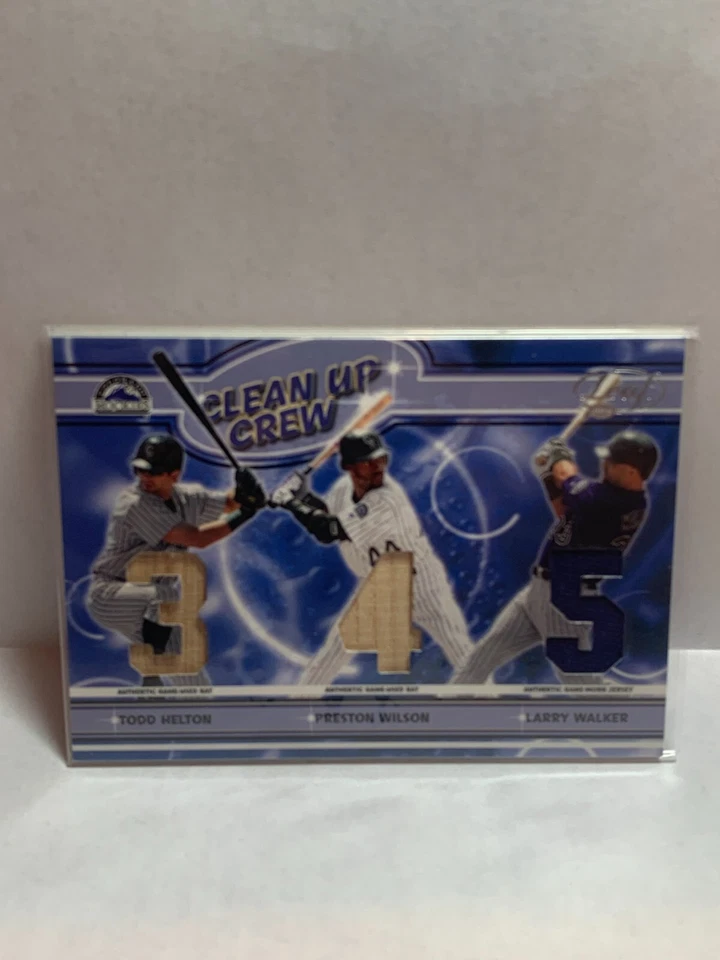 2004 Leaf Clean Up Crew Materials Todd Helton Bat P. Wilson Bat Larry Walker Jsy Foto 1 de 2