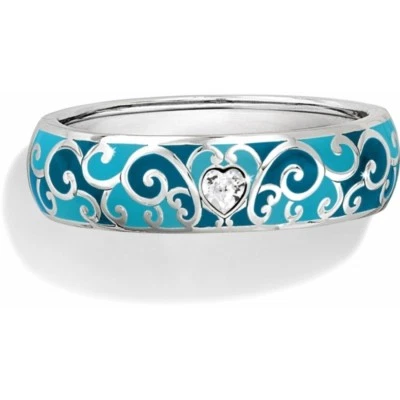 NWT Brighton SOFI Blue Enamel Crystal Silver OVAL Hinged Bangle Bracelet MSR $72 - Image 1 of 4