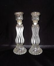 2 Vintage Avon Opalescent Swirl Candlestick Holders Decanter Perfume Bottles