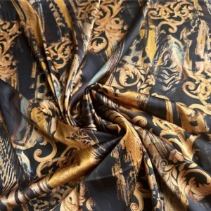 95% Silk 5% Spandex 22 Momme Charmeuse Silk Fabric Golden Vintage 53" wide JN116 - Picture 1 of 3