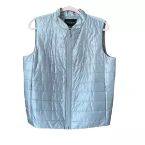 Lafayette 148 Silver Puffy Vest Silk Back - Picture 1 of 7