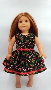 Candy Cane Christmas Party Dress 18 inch Doll Clothes Fits American Girl dolls - Picture 1 of 5