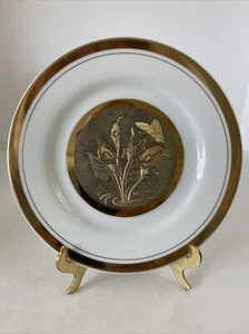 The Art of Chokin 24K Gold guilded gold Edge 6" Flowers Butterflies Plate Japan - Bild 1 von 7