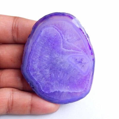 Natural Slice Agate Druzy Geode Cabochon Purple Gemstone Loose 230 Cts #6176 - Image 1 of 4