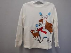 MAGLIETTA RAGAZZO TAGLIA 5T JUMPING BEANS ALCE BIANCO VOLPE TERMICA L/S NUOVA #20921 - Foto 1 di 1
