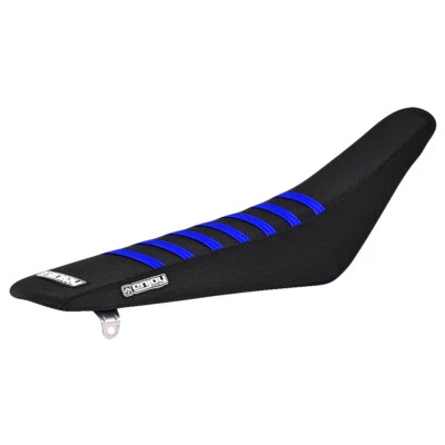 2015-2021 Yamaha YZ 125/250 Seat Cover By Enjoy MFG ALL BLACK BLUE RIBS #67 - Image 1 of 4