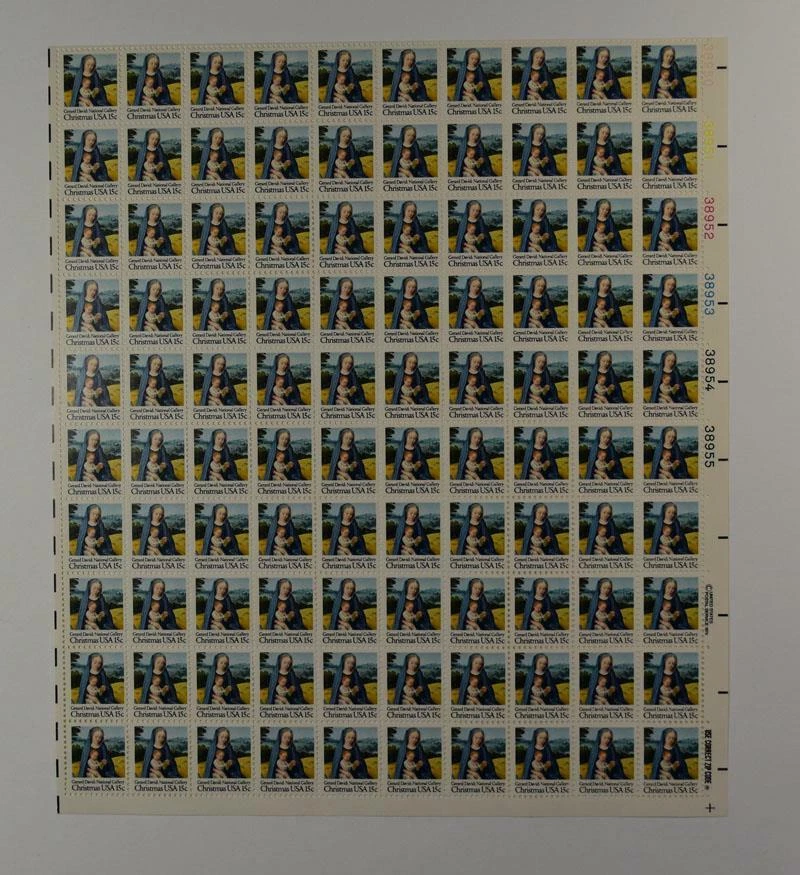 US SCOTT 1799 PANE OF 100 CHRISTMAS STAMPS 15 CENT FACE MNH - Image 1 of 1