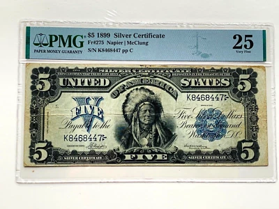 1899 $5 Silver Certificate - Fr. 275  - Indian Chief Note Graded PMG 25 - Image 1 of 4
