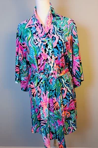 Accappatoio tropicale kimono Elaine velluto porta sirena dietro Lilly Pulitzer XXS/XS - Foto 1 di 11