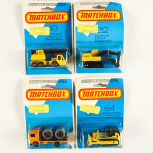 4 x escavatore Matchbox Superfast NOS Volvo Caterpillar carrello gru Lesney anni 70 80 - Foto 1 di 6