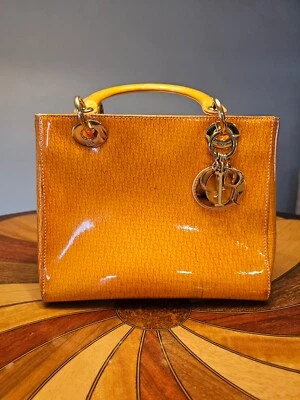 Dior Yellow Diorissimo Patent Leather MEDIUM Lady Dior Bag [Rare, Vintage] - Image 1 of 4