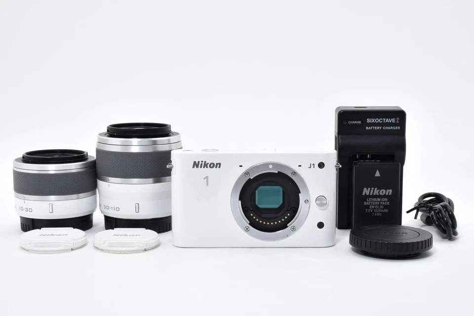 Nikon 1 J1 10.1MP Digitalkamera Weiß Körper Zwei Linse Set Exzellent Aus Japan - Bild 1 von 4