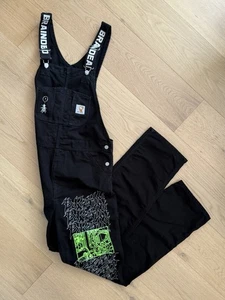 Salopette Bain Dead x Carhartt - Nera - Taglia Uomo L - Pantaloni da falegname - RARA! - Foto 1 di 16