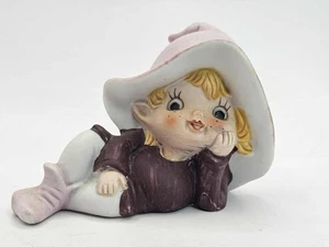 Vintage Pixie Elfe Homco #5213 lila Keramik Biskuit - gebraucht - Bild 1 von 8