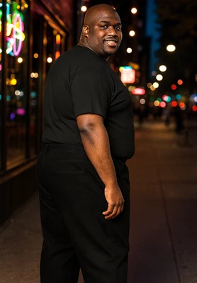 男式大码休闲牛仔裤子 Makobi Distressed Ripped 黑色牛仔裤 60/34 码 — 第 1/4 张图片