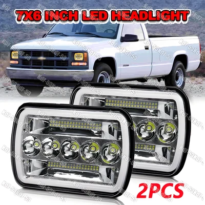 For Chevrolet K1500 K2500 K3500 1988-99 2X 7x6" LED Headlights Hi/Lo Beam FD01 - Image 1 of 4