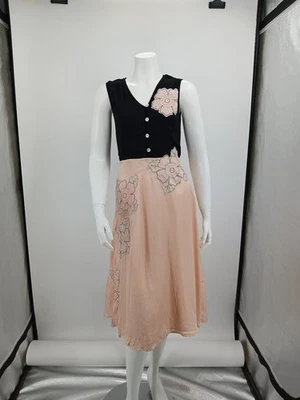 Vestido Anthropologie Snak Seda y Bordado Retro Sin Mangas Estilo Vintage Talla 2 Foto 1 de 4