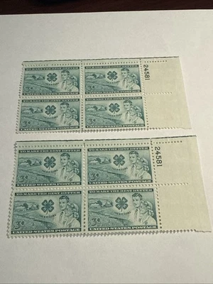 SCOTT # 1005 - US PLATE BLOCK OF  8- 3 CENT 4-H CLUB - MNH - 1951 - Image 1 of 3