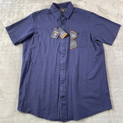Cremieux Performance Shirt Men Large Tall Blue Seersucker Light Resort Vacation - Image 1 of 4