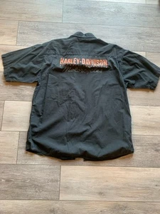 Harley Davidson Shirt Mens L Black Button Up Biker Motorcycle Logo - Picture 1 of 3