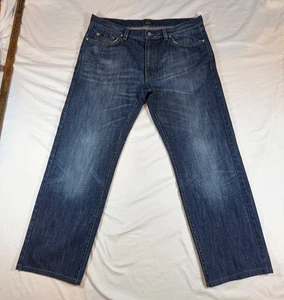 Pantalones de mezclilla rectos HUGO Boss Texas 36x30 lavado oscuro elástico azul premium - Imagen 1 de 24