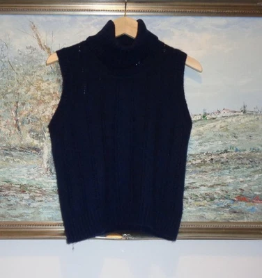 ME+EM Navy Merino Cashmere Silk Sweater Vest + Snood XS Fits UK8-12 - Image 1 of 4