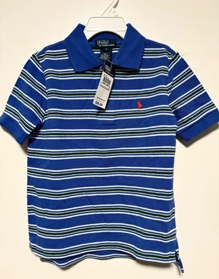 New Polo Ralph Lauren Striped Mesh Short Sleeve Boy's Top Polo Shirt Sz 6 NWT - Image 1 of 2