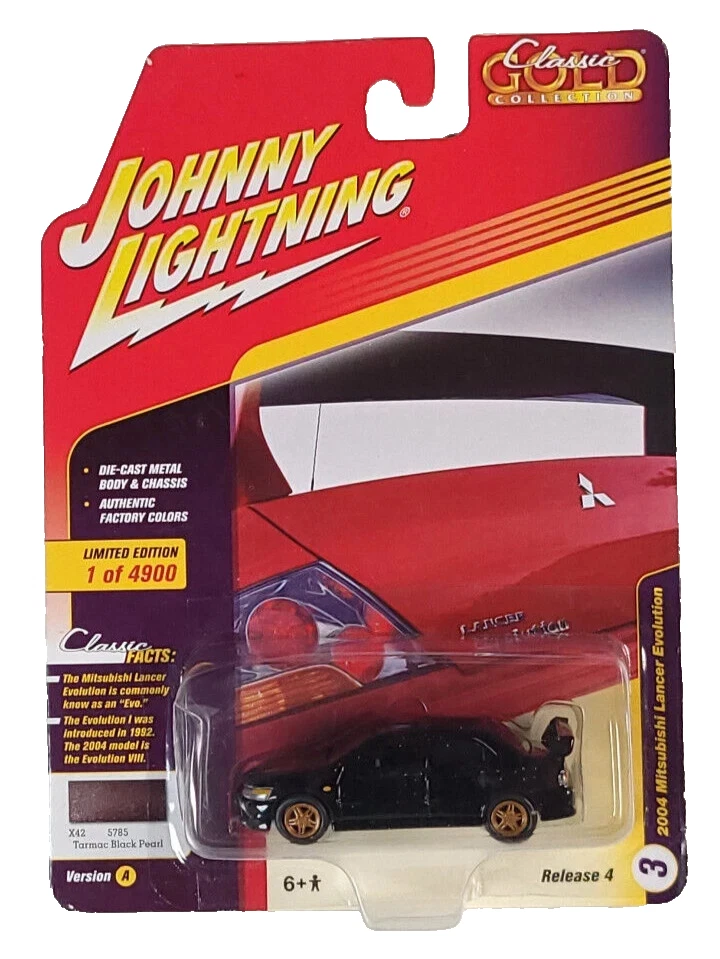 Johnny Lightning 2004 Mitsubishi Lancer Evolution black Class Gold JLCG016A-3 - Image 1 of 1