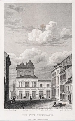 Berlin Alte Sternwarte Stahlstich Grünewald aus Spiker 1833 Passepartout - Bild 1 von 4