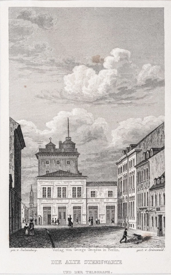 Berlin Alte Sternwarte Stahlstich Grünewald aus Spiker 1833 Passepartout - Bild 1 von 4