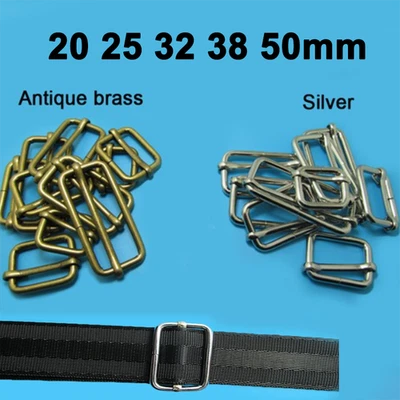 Metal Sliding Bar Strap Adjuster Buckles Slider Tri Glides Pin 20 25 32 38 50mm - Image 1 of 4