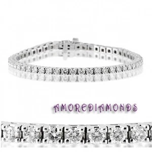 Pulsera de tenis 5,32 quilates F I1 corte ideal redondo 4 clavijas diamante oro blanco 14k 7" - Imagen 1 de 1