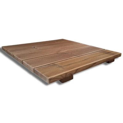 SUNWOOD Pedana doccia antiscivolo in legno 60x50 cm in pino termotrattato, spess. 4,5 cm