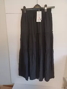 HAEOF Women's Boho Elastic High Waist Ruffle Beach Maxi Skirt Small - Picture 1 of 5