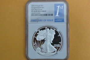 2022 W PROOF SILVER EAGLE CONGRATULATION SET NGC PF70 FIRST DAY ISSUE - Picture 1 of 4