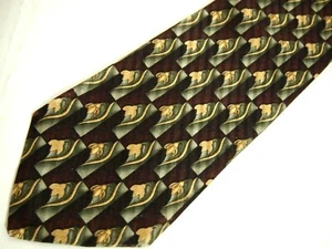 Robert Talbott Studio Mens Necktie Tie Burgundy Floral Geometric Wide Silk 59" - Picture 1 of 4