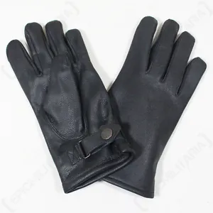 German Army Lined Leather Gloves - Winter Lined Military Combat Black Mens New - Picture 1 of 3